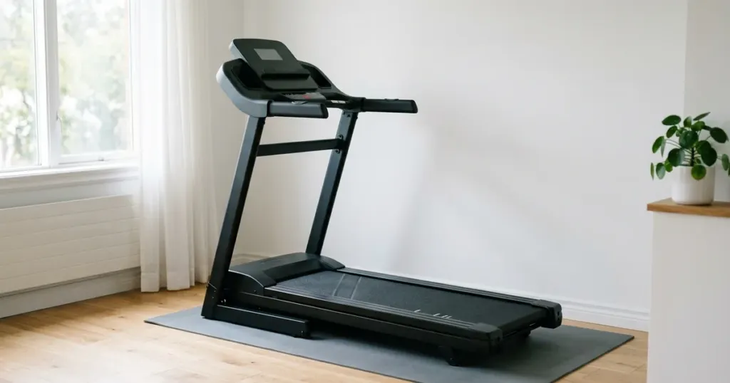 部屋の すみに置いた、ランニングマシンのイメージ（生成 AI で作ったイメージ）